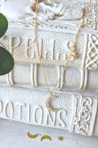 Moon & Star Necklace (Golden)
