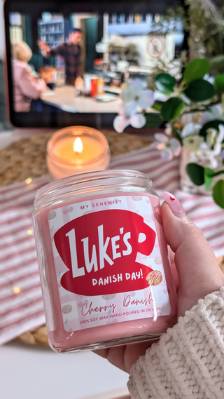 Luke's Cherry Danish Candle! It's Danish Day at Luke's Diner!