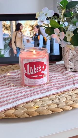 Luke's Cherry Danish Candle! It's Danish Day at Luke's Diner!