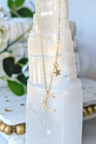 Moon & Star Necklace (Golden)