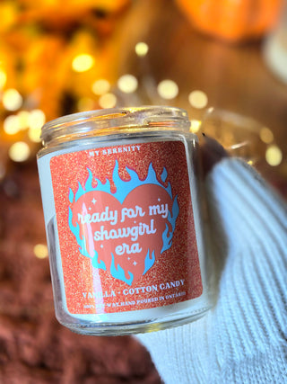 Life of a Showgirl Collection by My Serenity Shop – three Taylor Swift inspired candles (Ready For My Showgirl Era, My Energy is Expensive, Your Energy is a Luxury Item) with new Swiftie air fresheners – online exclusive drop.